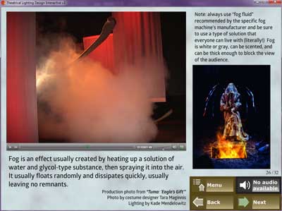 Screen capture from "Theatrical Lighting Design Interactive v3" "Special Effects" segment.