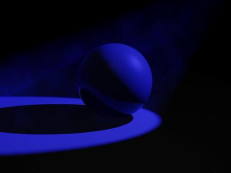 Blue light reflecting off of a white ball.